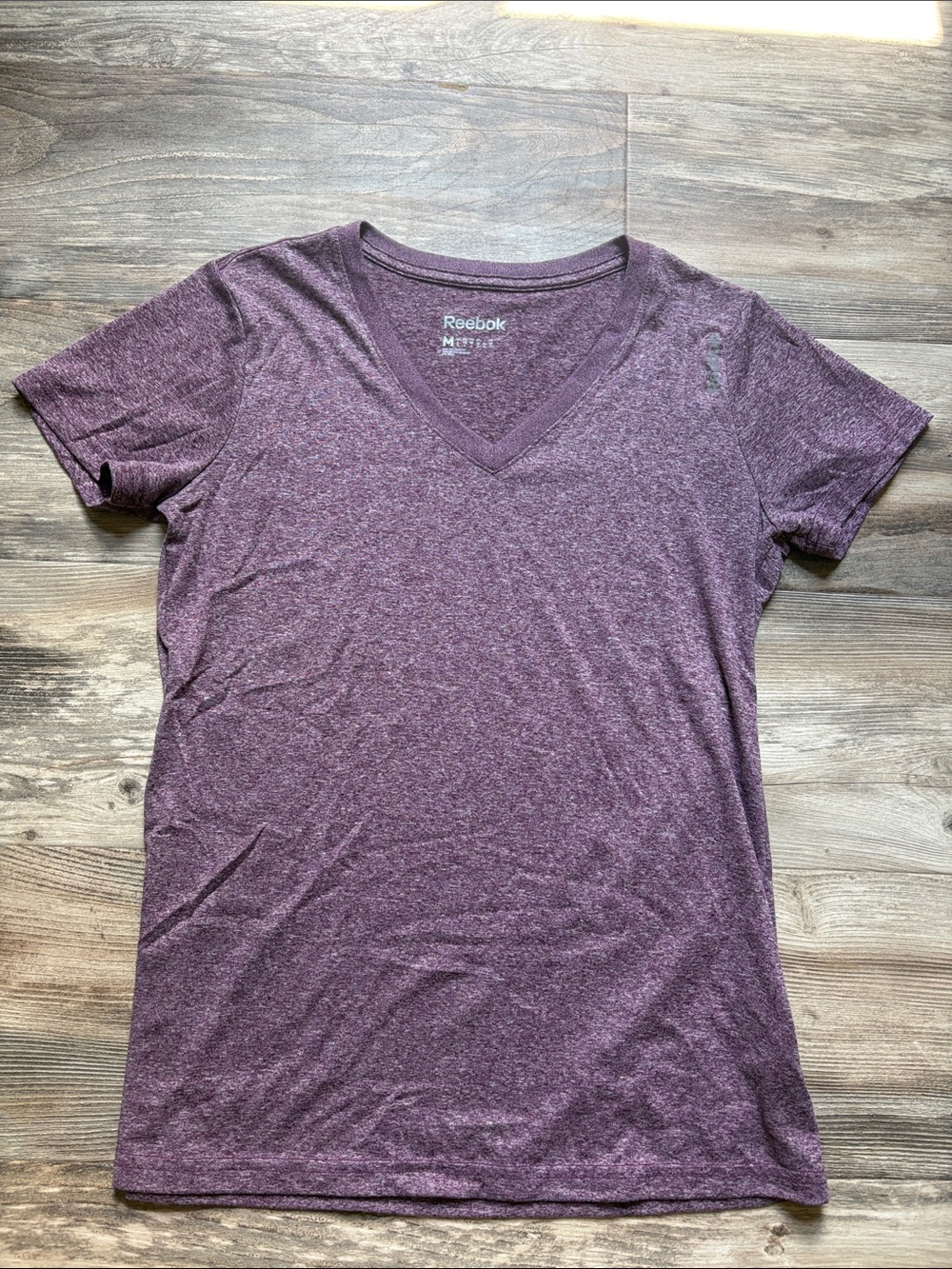 Reebok Heather Plum V-Neck Short Sleeve Tee